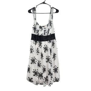 Trixxi Vintage Black and White Floral Fairy Whimsigoth Babydoll Coquette Dress